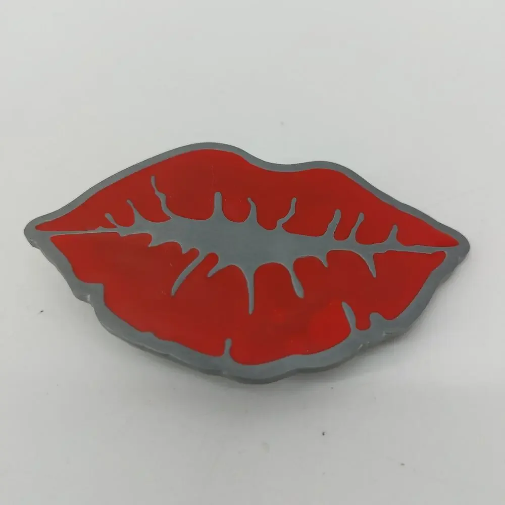 Red Lips Kiss Valentines Love Romantic Belt Buckle Makeup